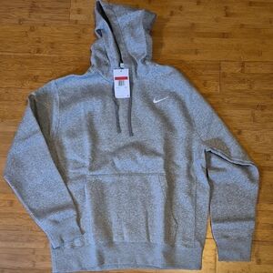 Nike Heather Gray Pullover Hoodie with White Swoosh